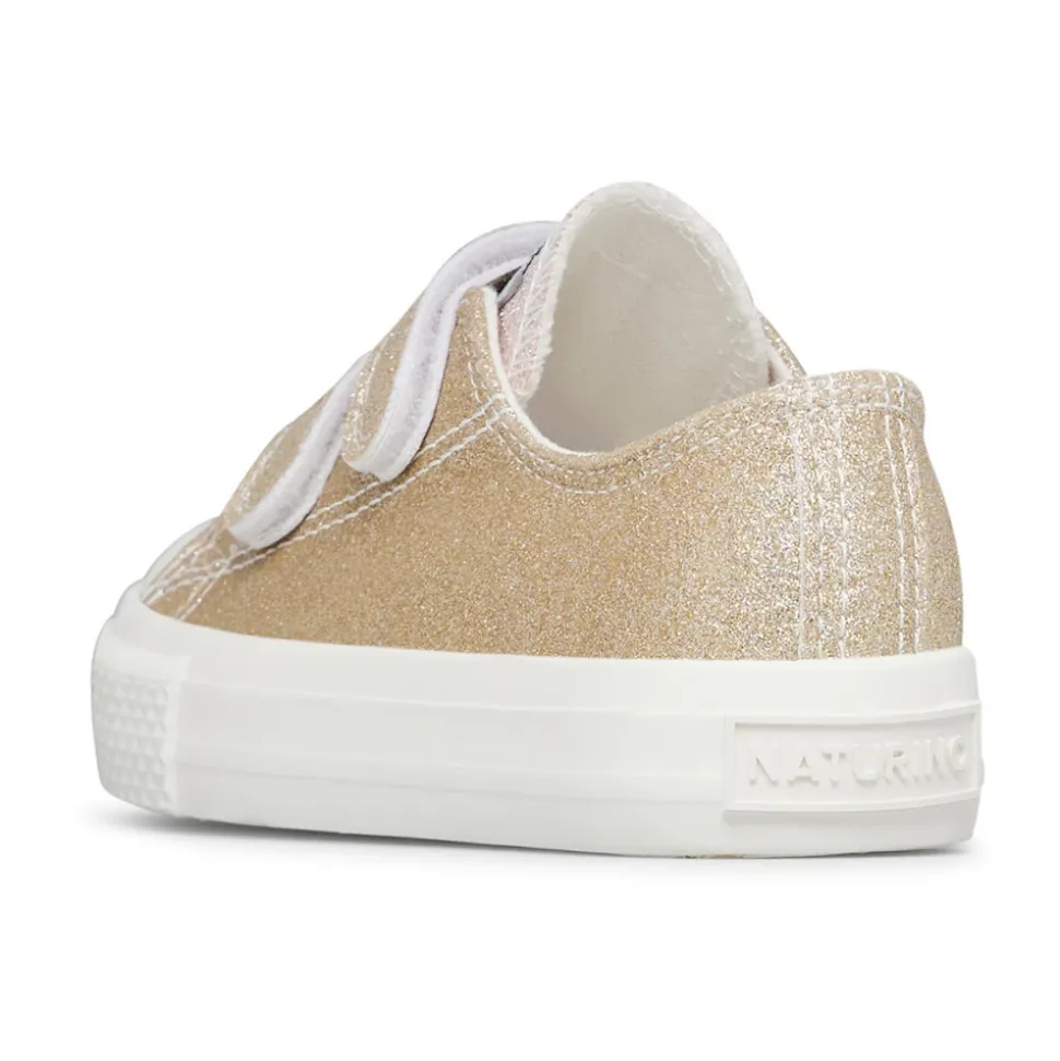 Baskets en cuir avec paillettes et fermeture scratch AYASY VL.