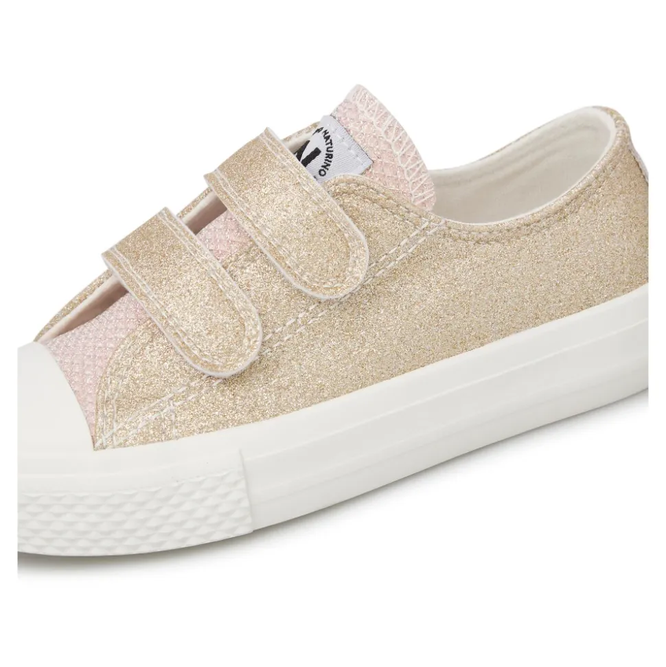 Baskets en cuir avec paillettes et fermeture scratch AYASY VL.