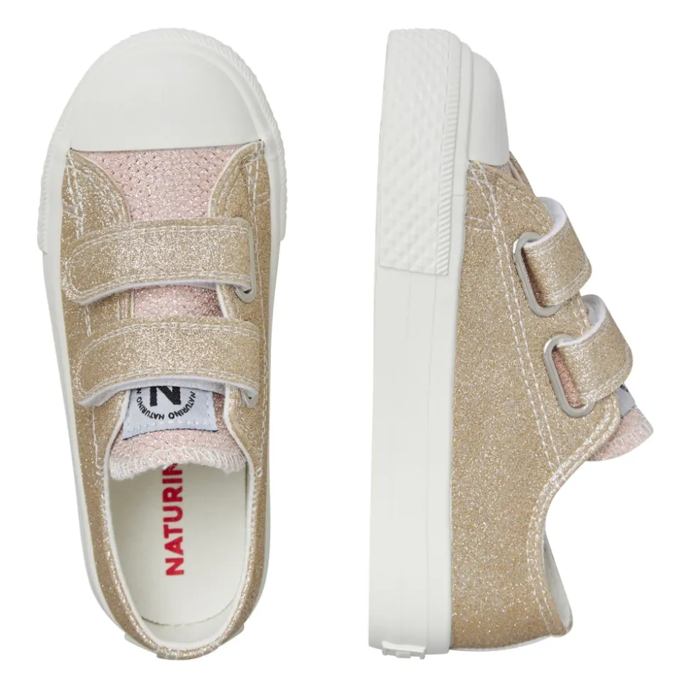 Baskets en cuir avec paillettes et fermeture scratch AYASY VL.