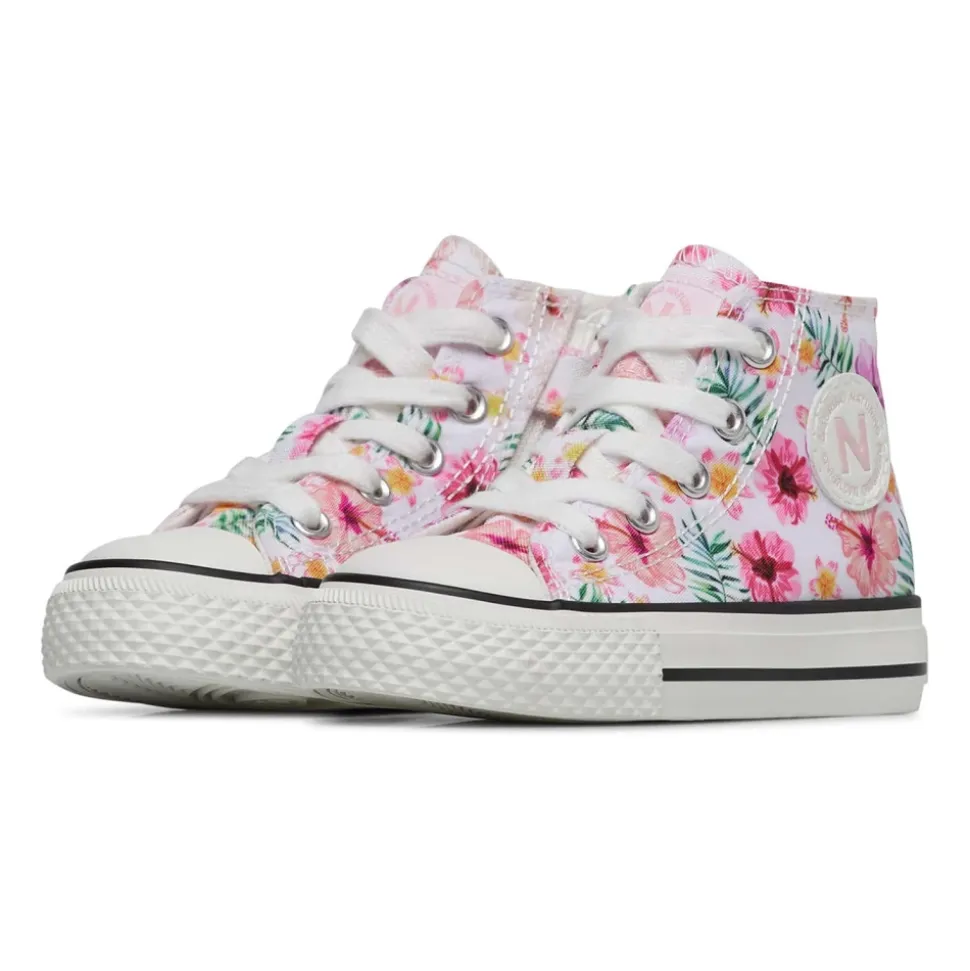 Baskets montantes en tissu avec imprimé fleurs YLFAS.