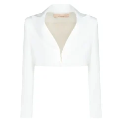 Blazers blancs avec poignets à boules et col en V