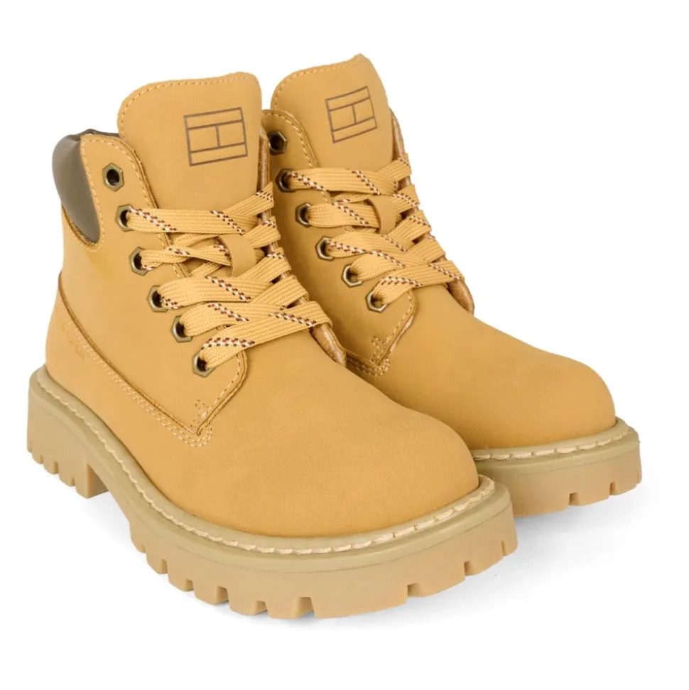 Bottes de Motard Jaune Ocre avec Faux Fur