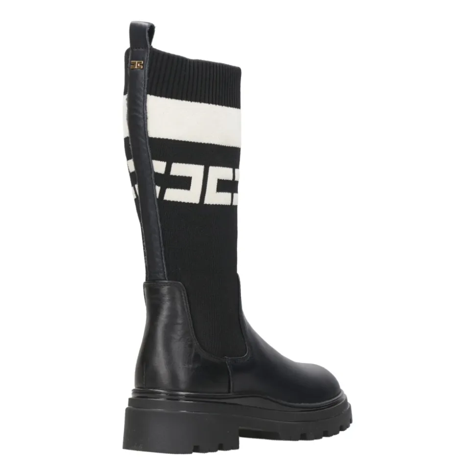 Bottes Hautes en Cuir Noir Legging