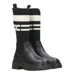 Bottes Hautes en Cuir Noir Legging