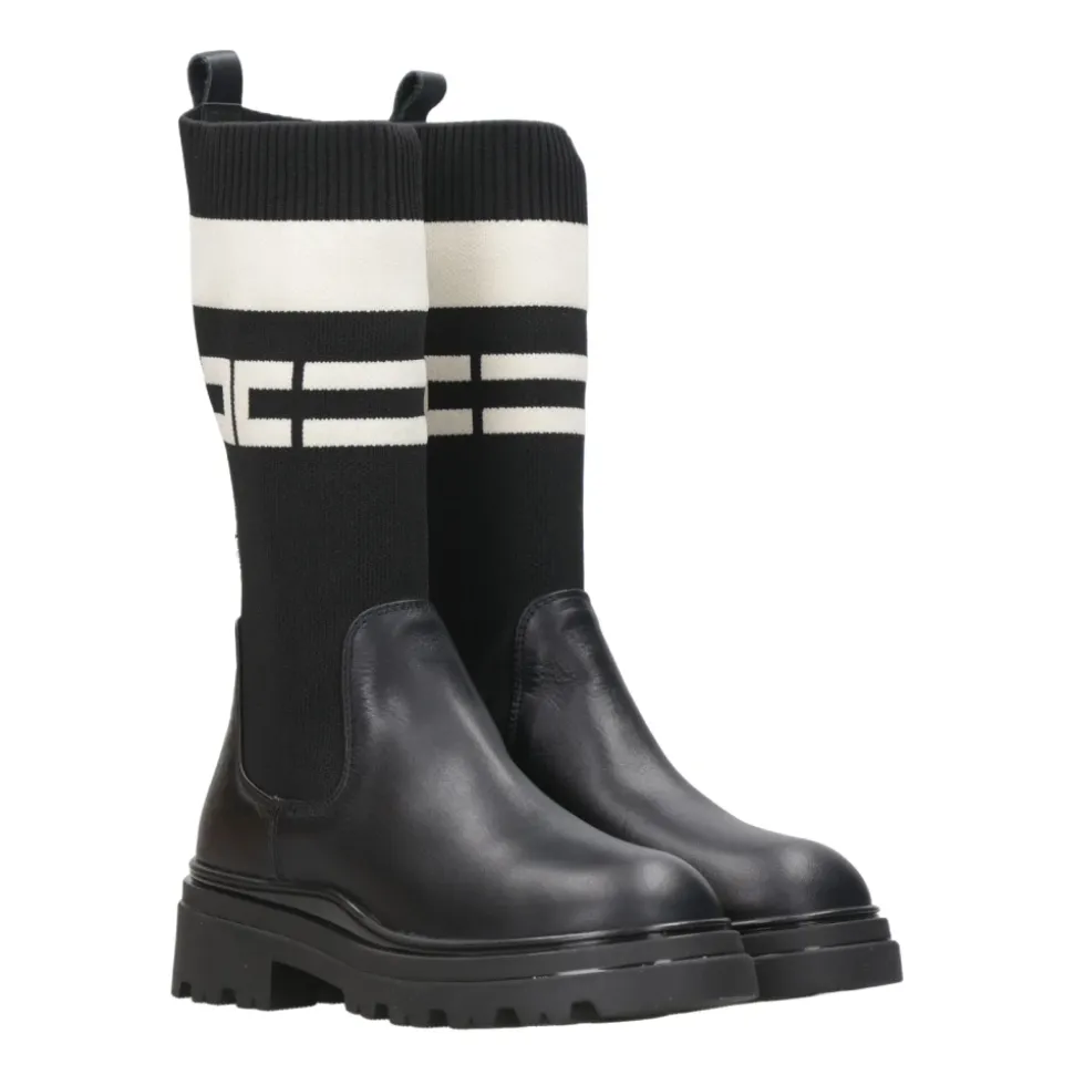 Bottes Hautes en Cuir Noir Legging