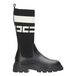 Bottes Hautes en Cuir Noir Legging
