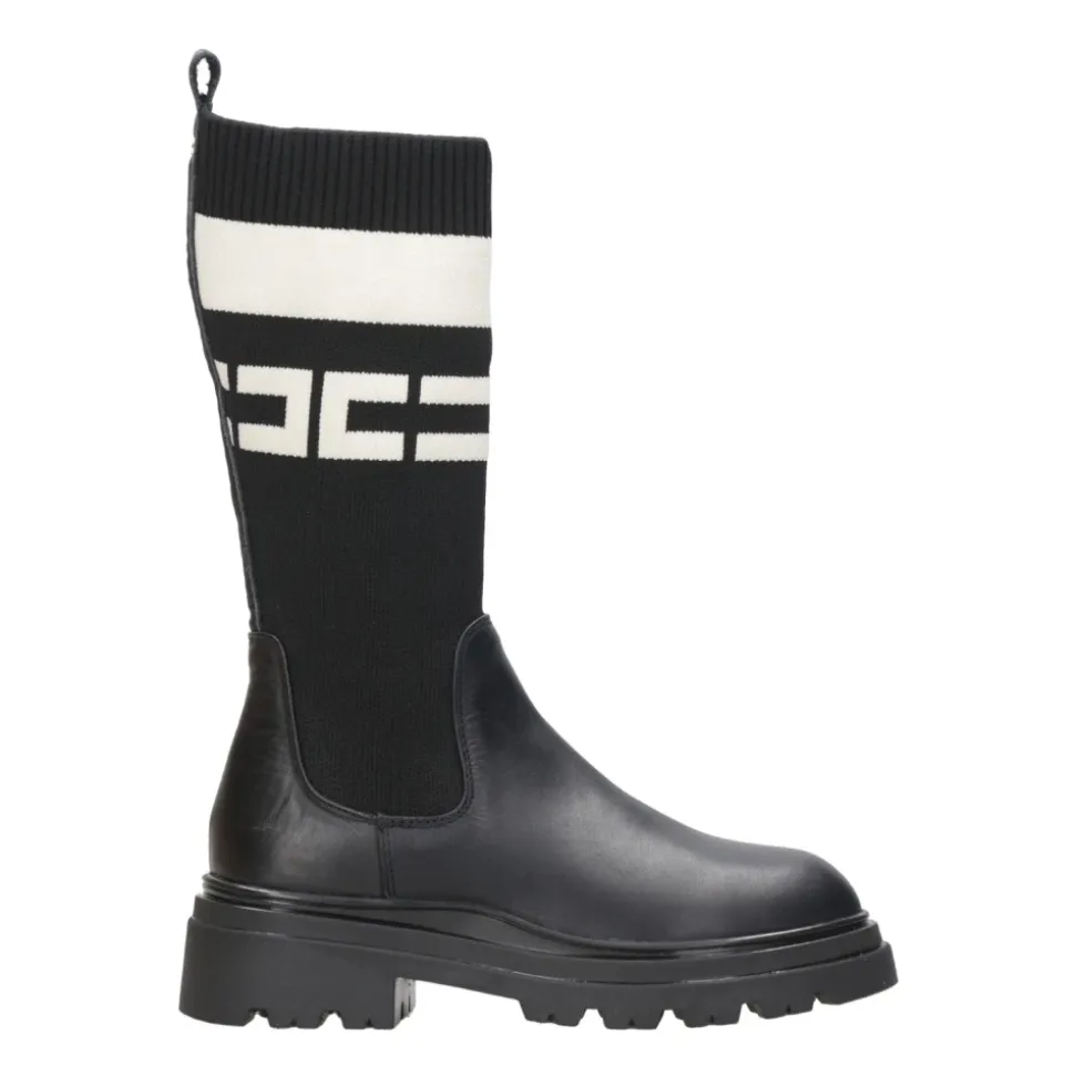 Bottes Hautes en Cuir Noir Legging