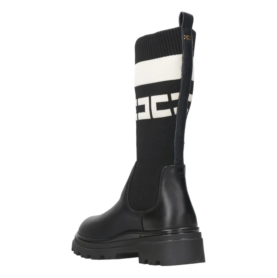 Bottes Hautes en Cuir Noir Legging