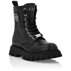 Bottines Mi-Hautes en Cuir Nappa avec Monogramme Hexagonal