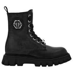 Bottines Mi-Hautes en Cuir Nappa avec Monogramme Hexagonal
