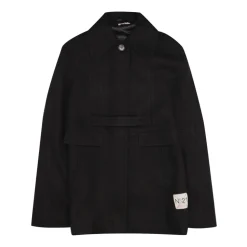 Cape pour enfants en laine mélangée noire avec fermeture boutonnée