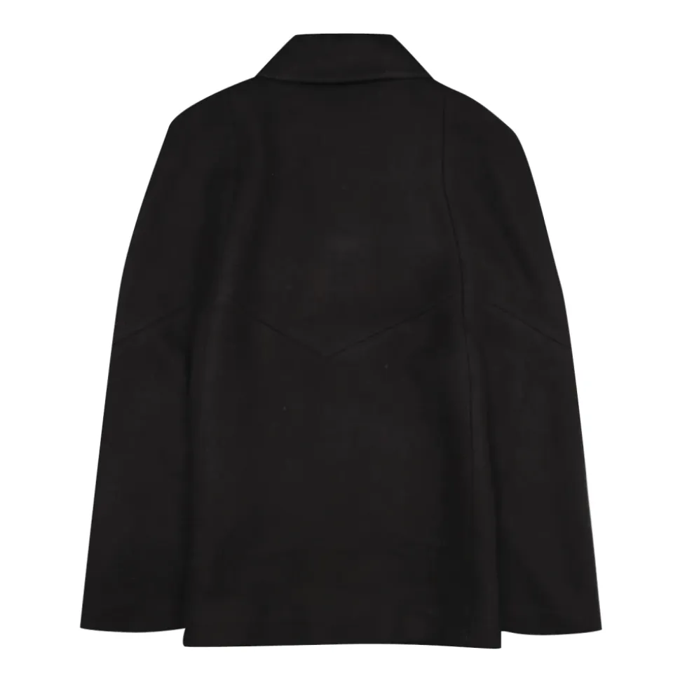 Cape pour enfants en laine mélangée noire avec fermeture boutonnée