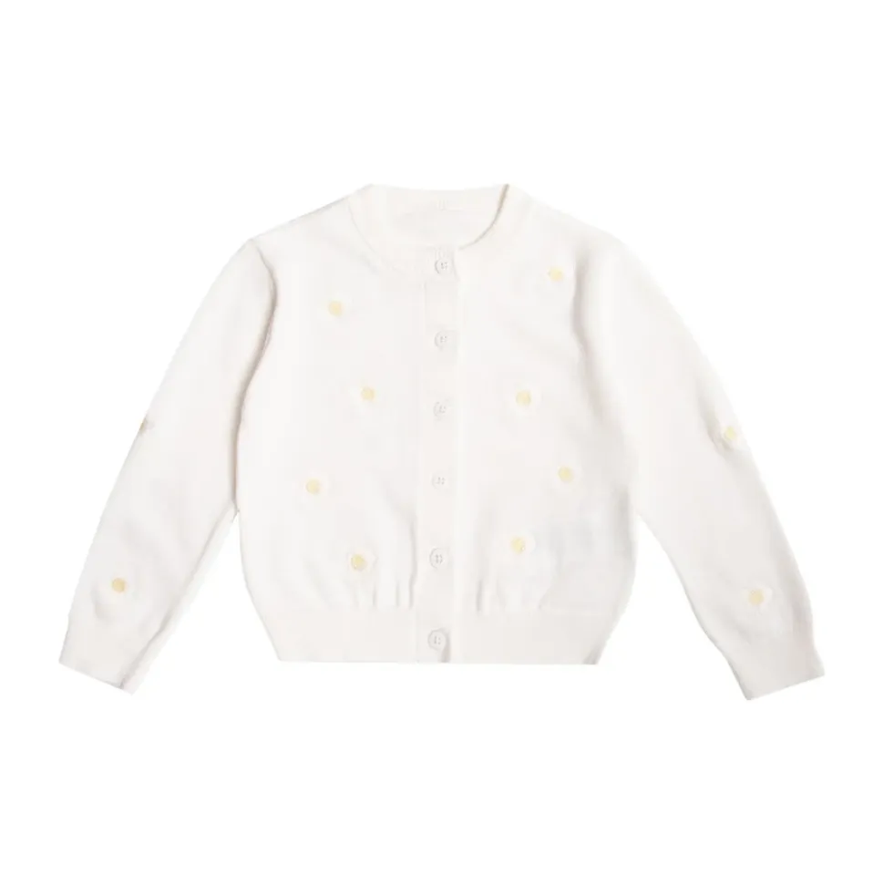 Cardigan avec motif floral, Coton biologique, Blanc