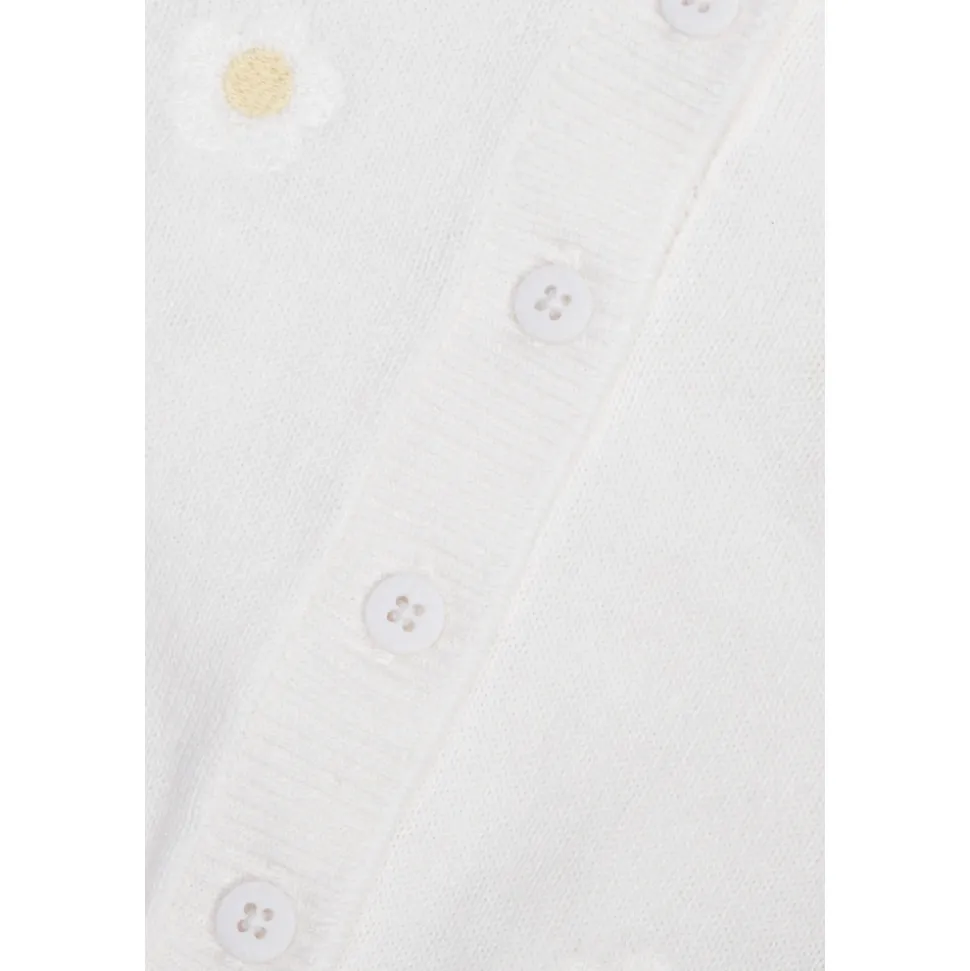 Cardigan avec motif floral, Coton biologique, Blanc