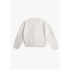 Cardigan avec motif floral, Coton biologique, Blanc