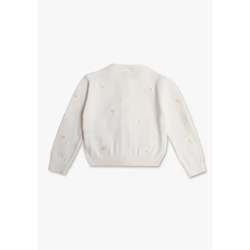 Cardigan avec motif floral, Coton biologique, Blanc