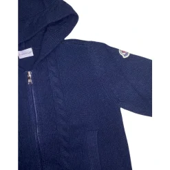 Cardigan Enfant Bleu Tricot Capuche