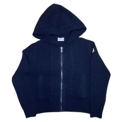 Cardigan Enfant Bleu Tricot Capuche