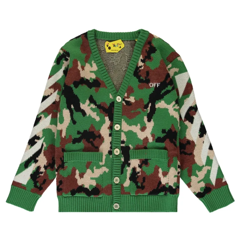 Cardigan en laine camouflage