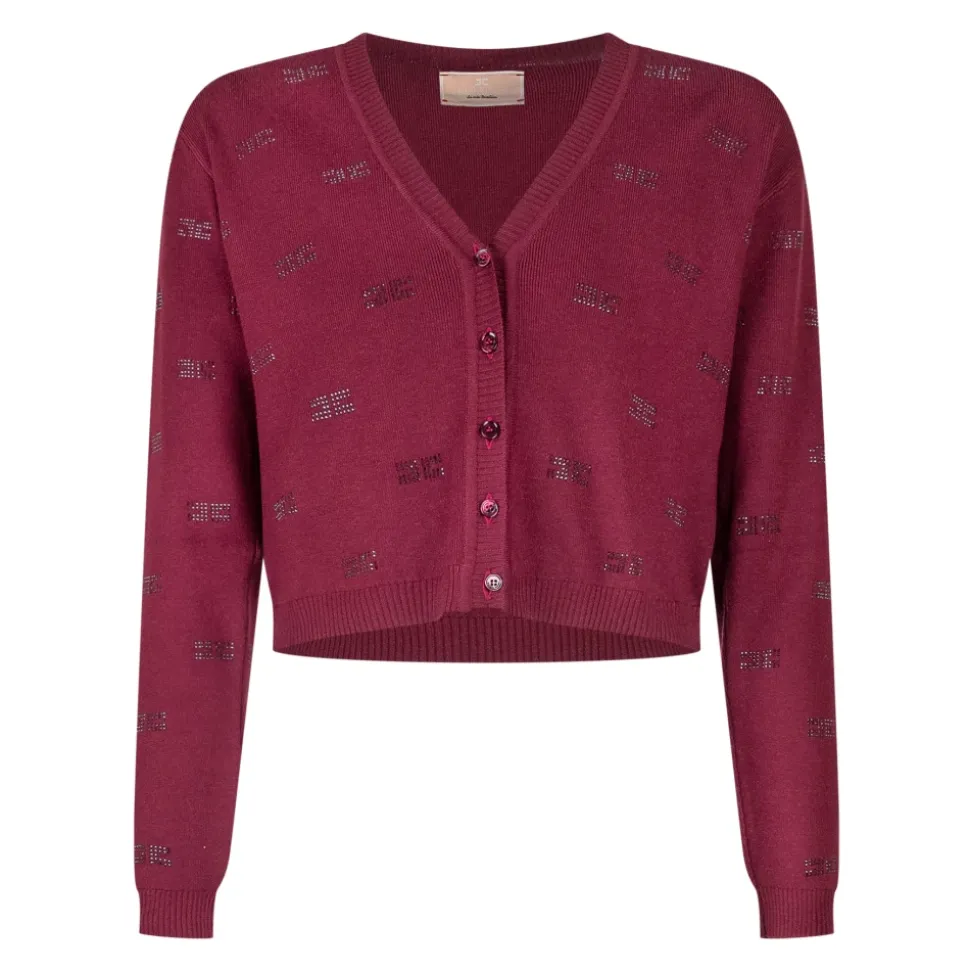 Cardigan en viscose avec strass logo
