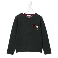 Cardigan Fille Visage Fleur Gris