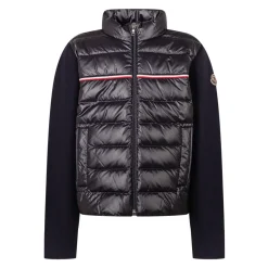 Cardigan Tricolore Zippé en Coton Rembourré
