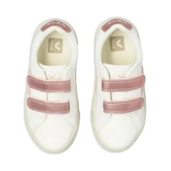 Chaussures Blanches à Bride Touch-Strap et Semelle Plate en Caoutchouc