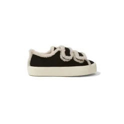 Chaussures noires en shearling à velcro bas