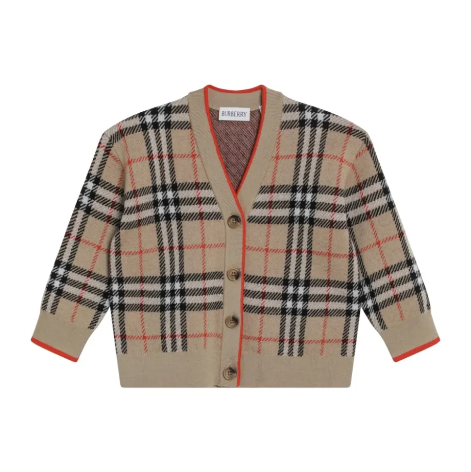 Check Wool Cardigan