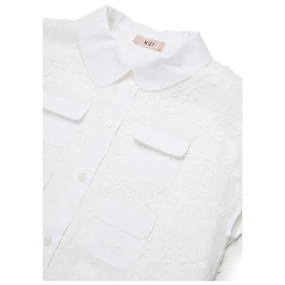 Chemise à Appliqués Floraux et Quatre Poches