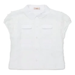 Chemise à Appliqués Floraux et Quatre Poches