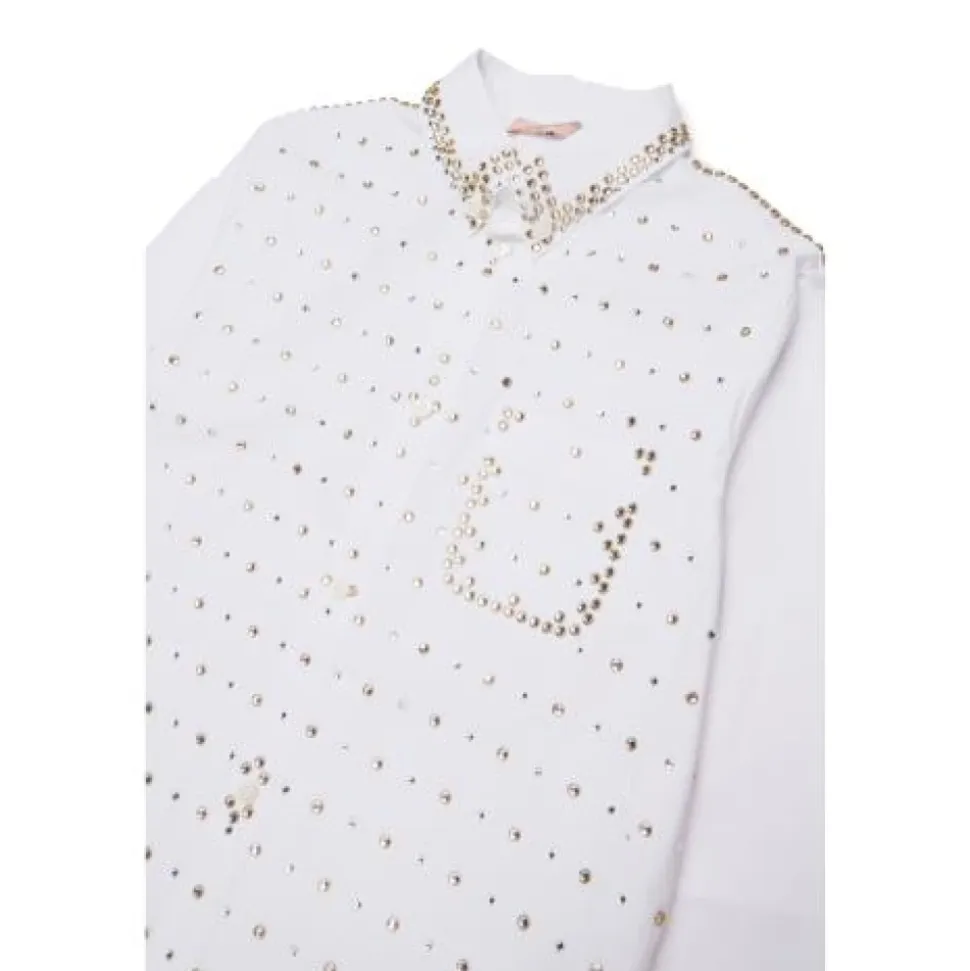 Chemise avec strass et perles