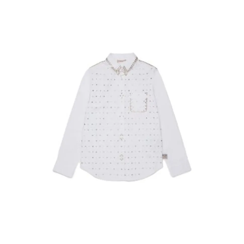 Chemise avec strass et perles