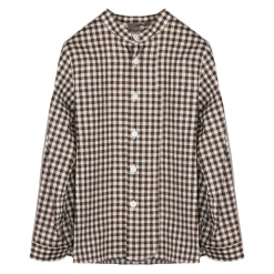 Chemise en coton et lin à carreaux