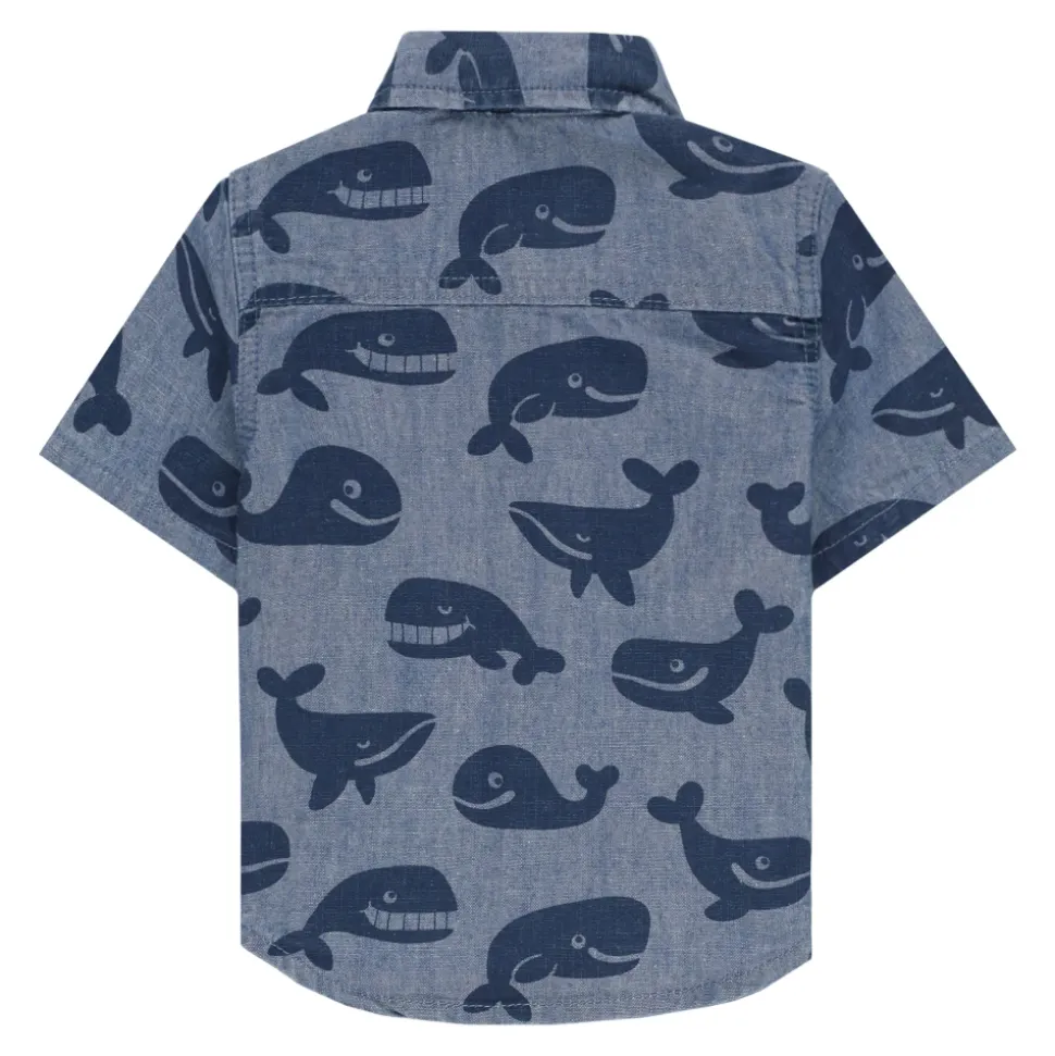 Chemise en jean imprimé baleine