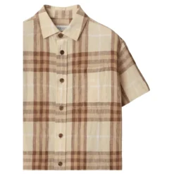 Chemise en lin à carreaux