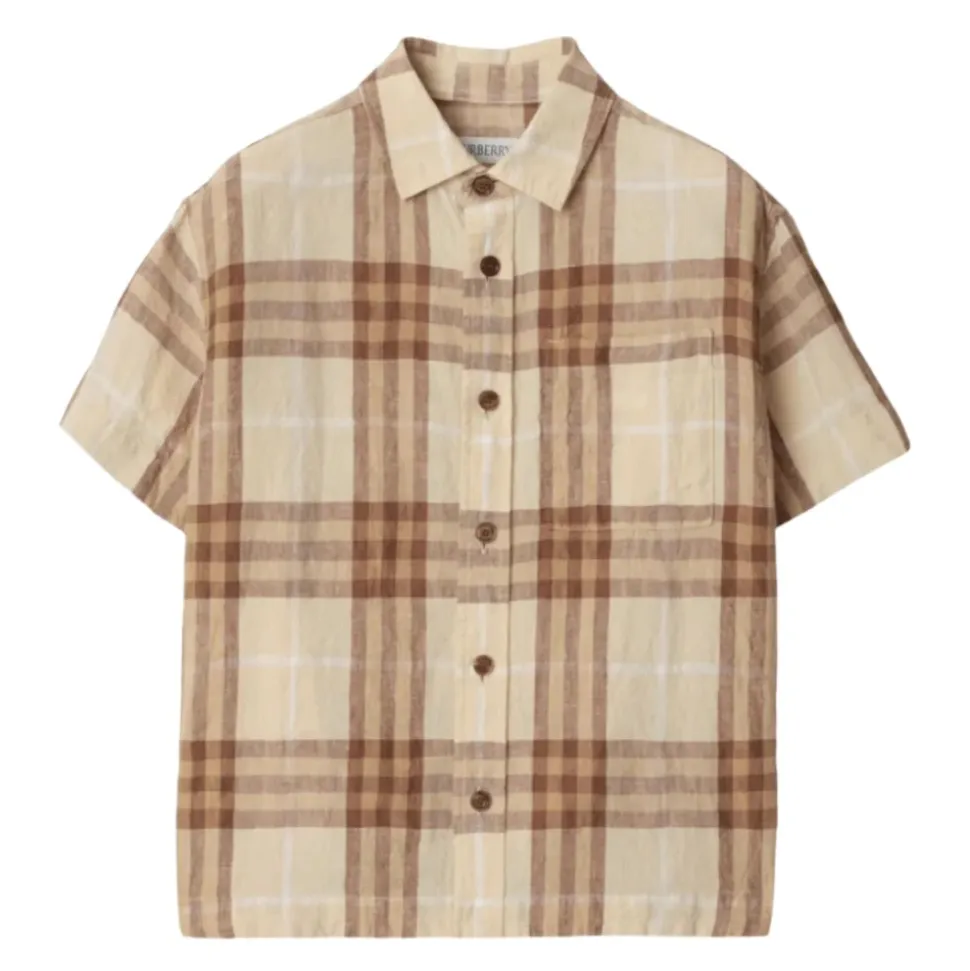 Chemise en lin à carreaux
