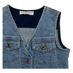 Cropped Denim Vest