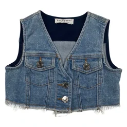 Cropped Denim Vest