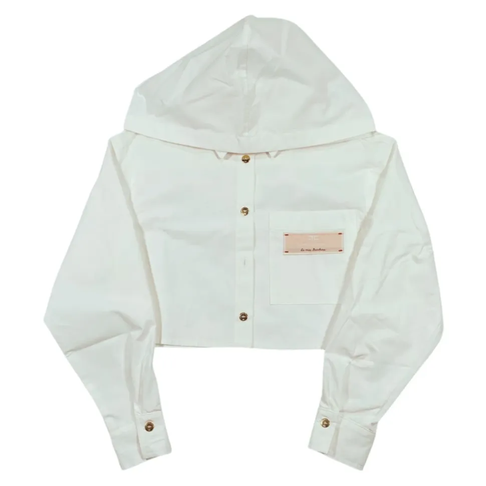 Enfant Chemise Courte de Couleur Beurre avec Capuche