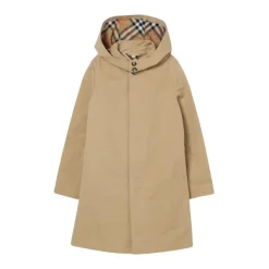Enfants Manteau Beige à Capuche en Coton