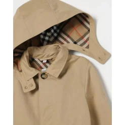 Enfants Manteau Beige à Capuche en Coton