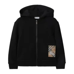 Enfants Pull Noir avec Patch à Carreaux