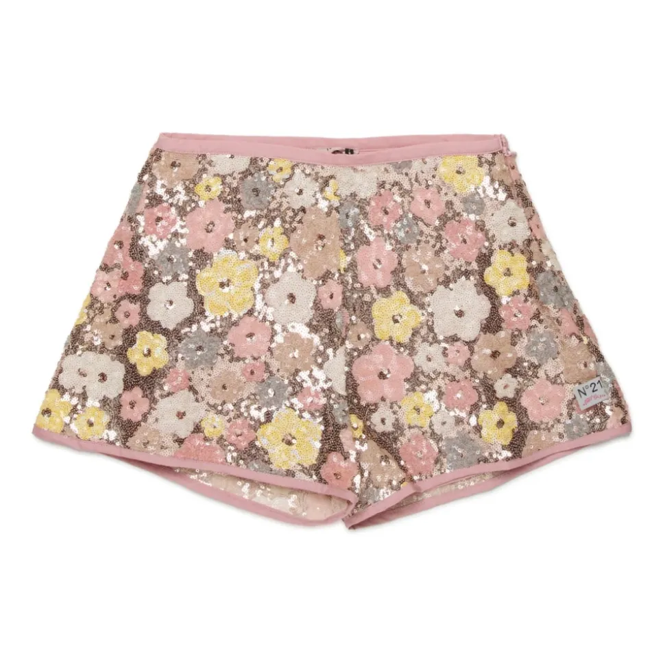 Floral Sequin-Embellished Shorts