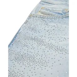 Jeans délavés clairs avec strass