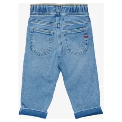 Jeans en coton avec taille et chevilles élastiquées