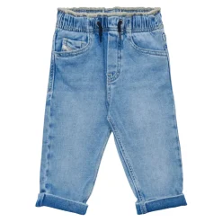 Jeans en coton avec taille et chevilles élastiquées