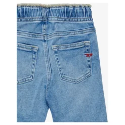 Jeans en coton avec taille et chevilles élastiquées