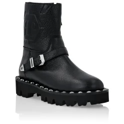 Leather Biker Boots Monogram