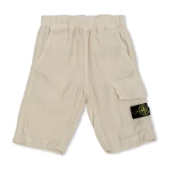 Linen Shorts With Logo Patch